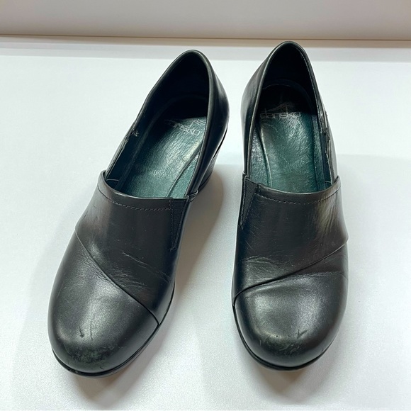 Dansko Rosaline Slip On Wedge in Black Burnished Nappa size 37 - Picture 2 of 11